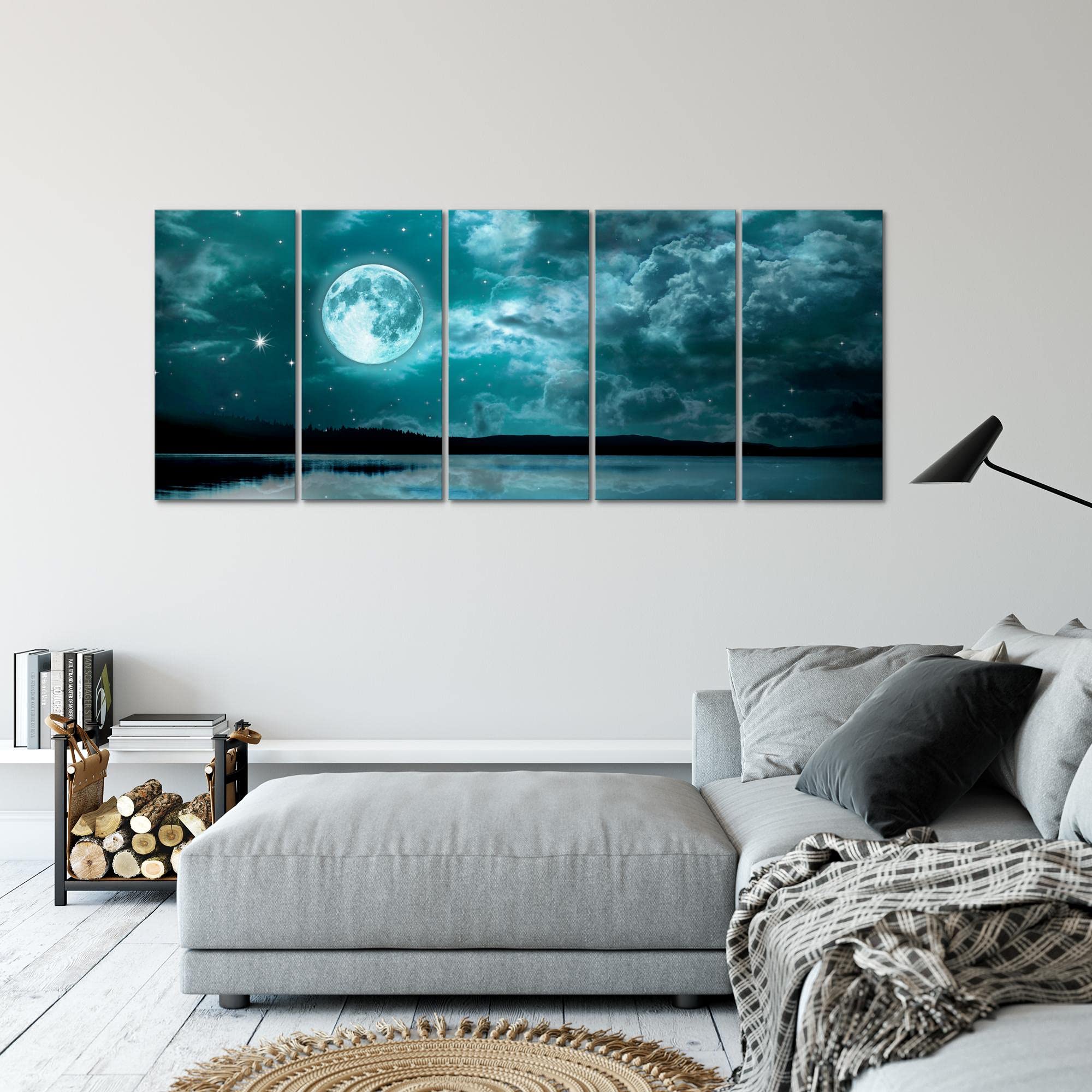 Runa Art XXL 607555c Night Sky Moon Painting 200 x 80 cm